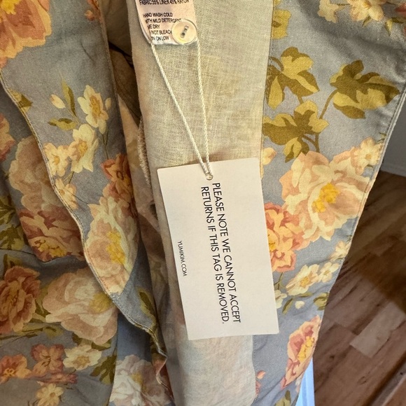 NEW Yumi Kim Revolve Gayle Linen Mini Dress Floral Bubble Size Medium Blue NWT - Picture 9 of 9